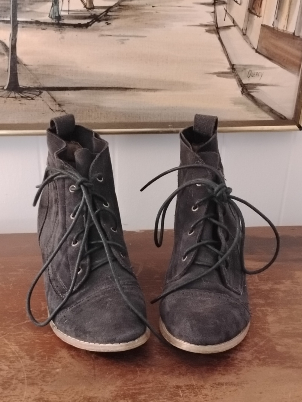 MI.IM Lace-Up Suede Ankle Boots - Dark Gray